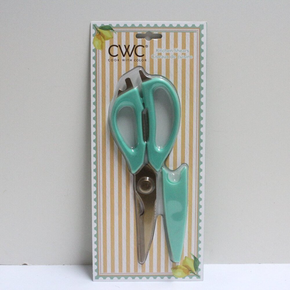 NWT Cook With Color Versatile Kitchen Shears With Blade Cover 6 Tools In 1